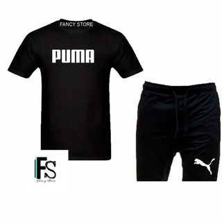 Conjunto Moletom puma camisa + bermuda masculino short e camiseta promoçao blusa gola redonda
