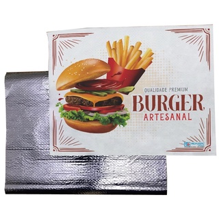 Papel Acoplado Térmico c/ 1000 unidades Tamanho 30x38cm - Hamburguer Burger Lanche Embalagem para Lanche