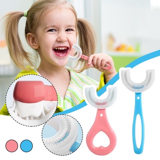 Escova De Dentes Em Formato De U Para Crianças De 2-6 Anos De Silicone Flexível Oral 360o Design Limpeza Dos