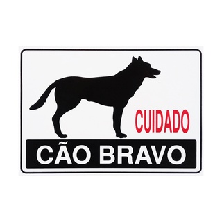 Placa De Sinalização Cuidado Cão Bravo 30X20 Pacific - PS22 F5e