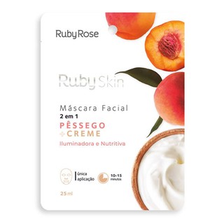 Máscara Facial de Tecido Pêssego + Creme Ruby Rose HB708