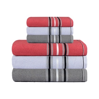 Kit 6 toalhas felpuda Stella - 3 banho + 3 rosto algodão