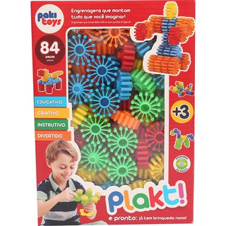 Brinquedo Montar Plakt Engrenagens Educativo Criativo 84 peças