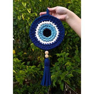 Olho grego/ Mandala olho grego crochê fio de malha/Pingente para porta/ Mandala decorativa (9)