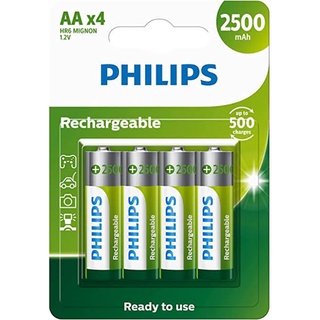 Pilha Recarregável Philips AA 2500 mAh com 4 Unidades Câmera Fotográfica Controle Joystick Xbox