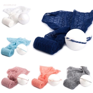 2 Pcs/set Baby Photography Props Blanket Wraps Stretch Knit Wrap Photo Newborn Cloth Accessories Headdress (1)