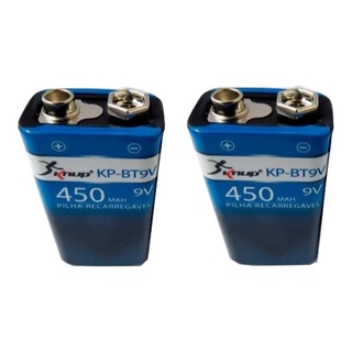 Kit 2 Bateria Recarregável 9 Volts Knup 9v 450mah Original