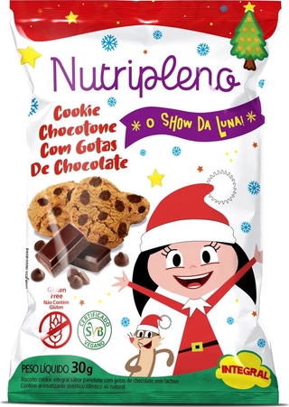 Cookie Chocotone C/ Gotas de Chocolate O Show da Luna Sem Glúten Nutripleno 30g - Vegano
