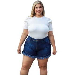 Short Jeans Feminino Curto detalhes Desfiado Com Lycra Plus Size até 54 moda verão 2020