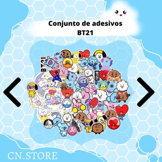 57Pçs Conjunto de Adesivos K-pop BT21/BTS glossy stickers