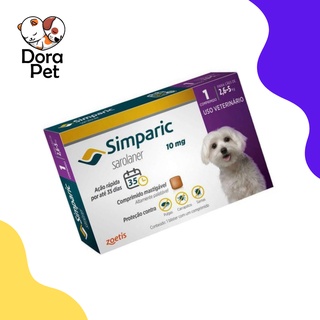 Antipulgas e Carrapatos Simparic 10 mg para cães 2,6 a 5 kg Zoetis *1 COMPRIMIDO*