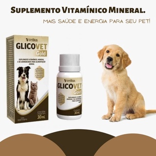 Complexo Vitamínico cachorro Gatos Glicovet Gold 30ml = Glicopan