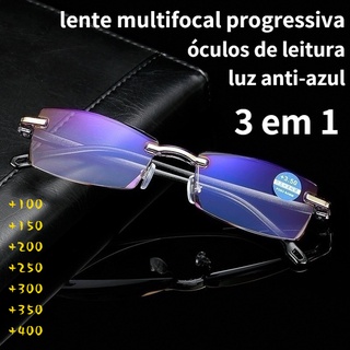 LINSON Óculos De Diamante Sofisticados Para Presbiopia Hipermetropia Anti-luz Azul Leitura Sem Aro