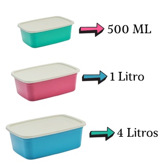 Pote de Plástico Hermético Potes Para Armazenamento de Alimentos Pode Ir no Micro ondas ou Freezer. Pote Porta Mantimentos 500 ML 1 LITRO E 4 LITROS