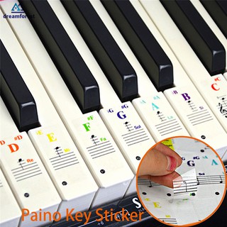 88 / 61 Teclas Piano Colorido Adesivos Transparentes Notas Etiqueta Para O Rolo Da Mão Piano
