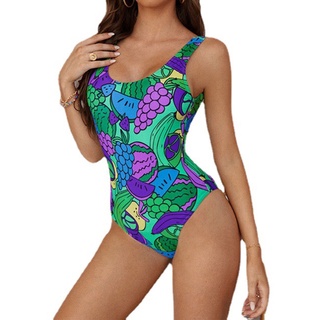 Ace Frutas Impressão Monokini As Costas Abertas Um Pedaço Swimsuit Mulheres High Neck Bodysuit Beachwear Swimwear Feminino Do Vintage (3)