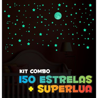 Adesivos que brilham no escuro - Kit 150 Estrelas + Super Lua