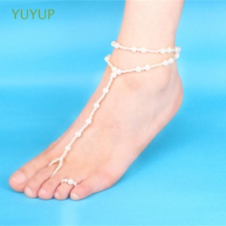 YUYUP Women Fashion Chain Ankle Bridal Barefoot Beach Pearl Anklet