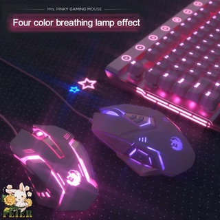 [Promoção] Mouse Feminino Rosa Gaming /Wired USB Pink Gamer com Luz, Silencioso, Ergonômico, para Pc Laptop computador