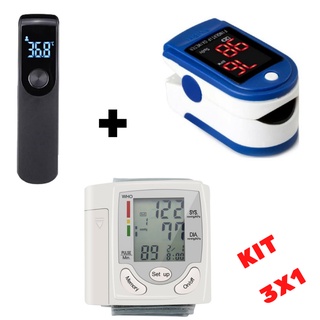 Oxímetro Digital medidor de pressão e termômetro digital Kit Cuidador de Idosos 3x1 (1)
