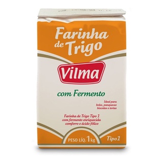 Farinha De Trigo Vilma Com Fermento 1kg Combo Com 3 Un
