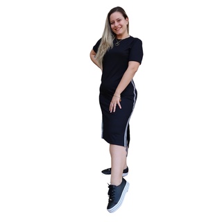Vestido Midi Canelado Plus Size Instagram