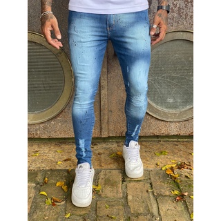 Calça Jeans Masculina Skinny Premium Lycra Elastano Rasgada