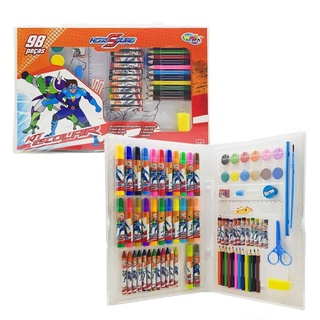 Kit Estojo Material Escolar Infantil Para Pintura Maleta Com 98 Peças Well Kids Wellmix (2)