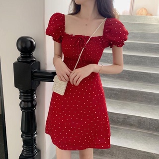 2021 novos vestidos de senhora vestidos de manga vermelho bufante saias da moda