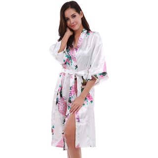 Xhs Mulheres Kimono Robe Roupa De Dormir Com Cinto Cintura Floral Frinted Camisola Sleepwear 5.. 24