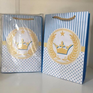 10 Sacolas Surpresa Tema Realeza Coroa Azul