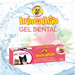 Pasta de dente gel dental brincalhao para cachorros e gatos 60g combate o mal halito menta Tuti-fruti ou morango (2)
