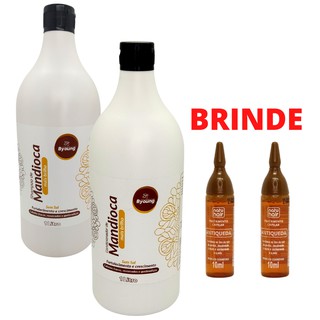 Kit Shampoo / Condicionador de Mandioca 2X 1L Fortalecimento Crescimento Sem Sal (1)