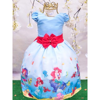 Vestido Infantil Ariel Princesa Do Mar Luxo
