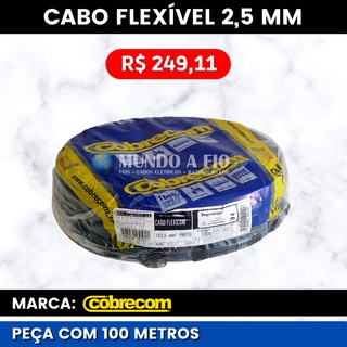 FIO CABO FLEXÍVEL 2,5 MM COBRECOM 100 METROS LACRADO CORES VARIADAS