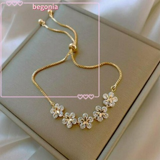BEGONIA Hot Sale Crystal Fashion Adjustable Women Zircon Flower Bracelet Bangle (1)