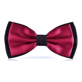 Gravata Borboleta Dupla Preta Com Rosa Pink Exclusivo Ref 249