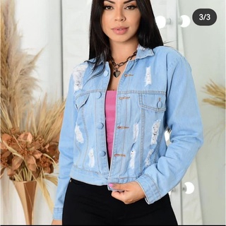 jaqueta jeans feminina jeans blusa com rascada Roupa Casaco 4002