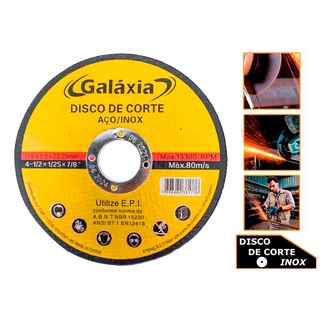 Disco De Corte Fino Aço Inox 4.1/2 X 1,0 X 22,3mm Esmerilhadeira Galáxia