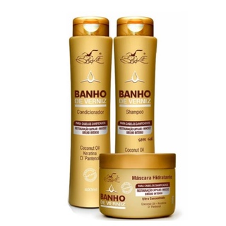Kit Capilar Banho de Verniz Belkit – 3 Itens ( Shampoo+ Condicionador+ Mascara )