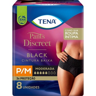 Calcinha Descartável Tena Pants Discreet Black P/M com 8 unidades (1)