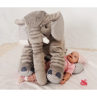 Almofada Elefante Bebê Cinza Chevron 80cm
