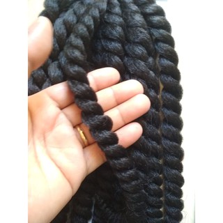 Cabelo Twist fechado torcido p/ Crochet braid Havana Mambo cor Preta 1#