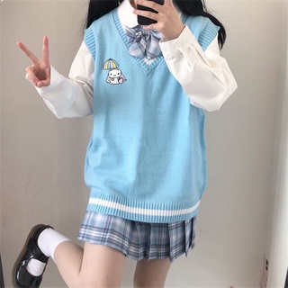 Japonês Bonito Kuromi Malha Camisola . Colete My Melody Cinnamoroll loose sweater Blusa Feminina JK Uniforme