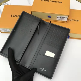 100% original autêntico [com caixa] carteira masculina L ouis *Vuitton pasta de couro full couro padrão lichia carteira longa de clipe longo (6)