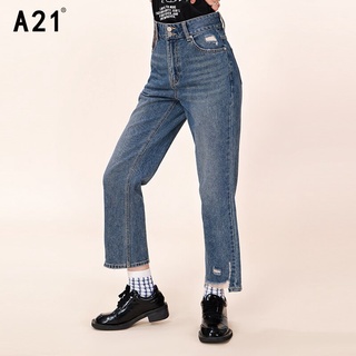 A21 Calça Jeans Feminina De Cintura Alta E Reta Rasgadas Combina Com Tudo