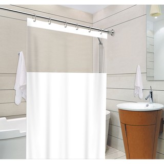 Cortina para Box Banheiro Com Visor Plástico 100% PVC Transparente com Ganchos Branca Branco