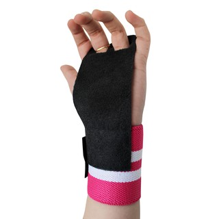 Grip com Munhequeira Rosa com Branco Proteção Mão (3)