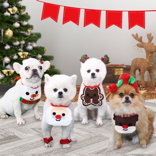 Pet Enfeites De Cão De Natal Alce Cão Babadores Pet Saliva Toalha Gatos E Cães Roupas Decoração Suprimentos.