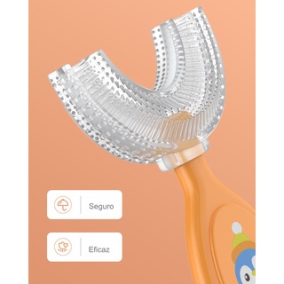 Escova de dente em silicone formato U infantil confortável (5)